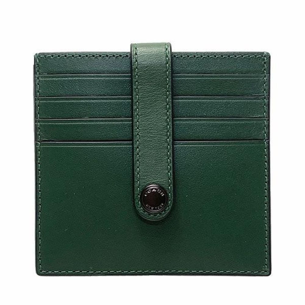 Coach Heritage Card Case Dark Clover Green Leather Snap Wallet C3162 Unisex - Picture 11 of 11